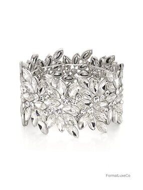 Crystal Marquise Art Deco Vintage Wedding Prom Stretch Bracelet Costume Party